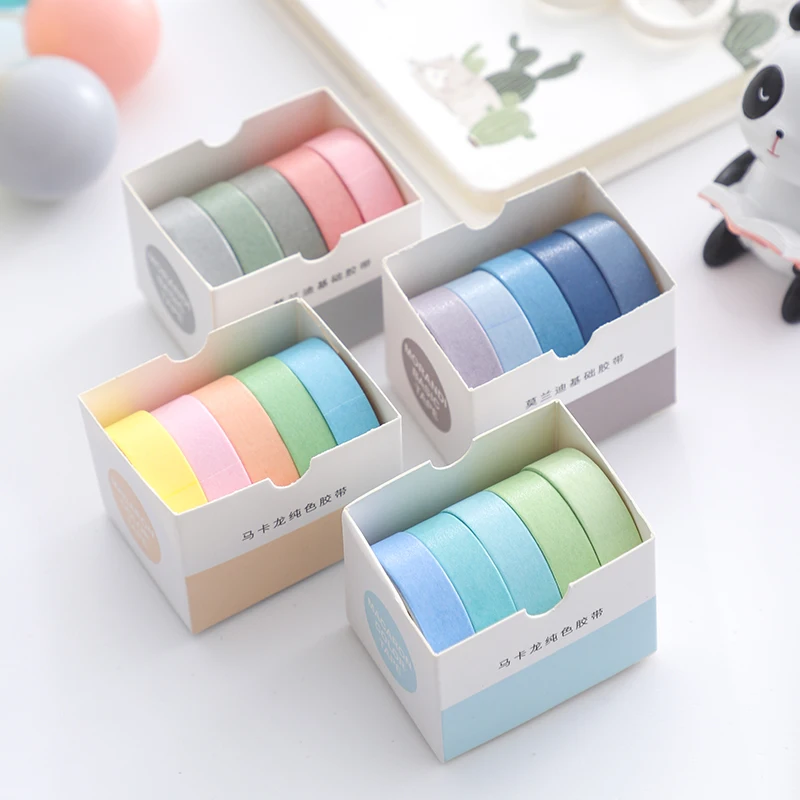 Card Lover 5 Rolls Basic Series Journal Colourful Washi Tape Scrapbooking Morandi Color Masking Tape Journaling Material 2