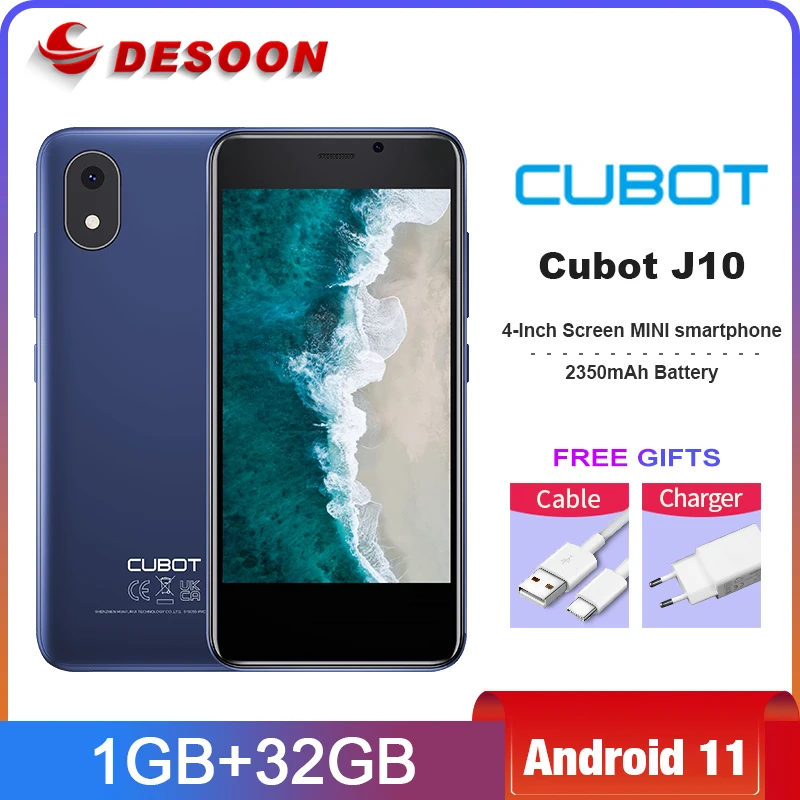 Cubot J10 смартфон Android 11 4 дюйма 32 Гб ПЗУ 2350 мАч 5 Мп |