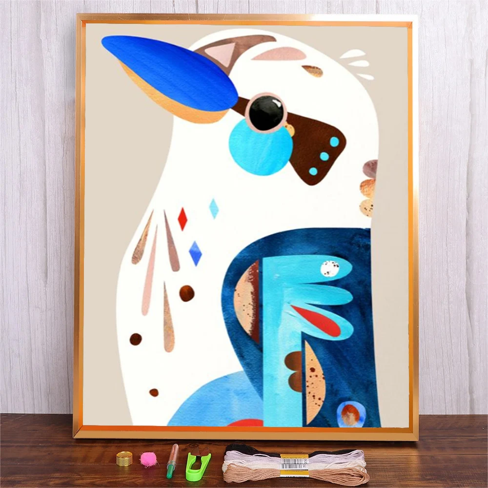 Cartoon Bird Embroidery Kit Animals Pattern Starter Kit Cloth Embroidery DIY Cotton Thread Stitching Cross Stitch Handicraft