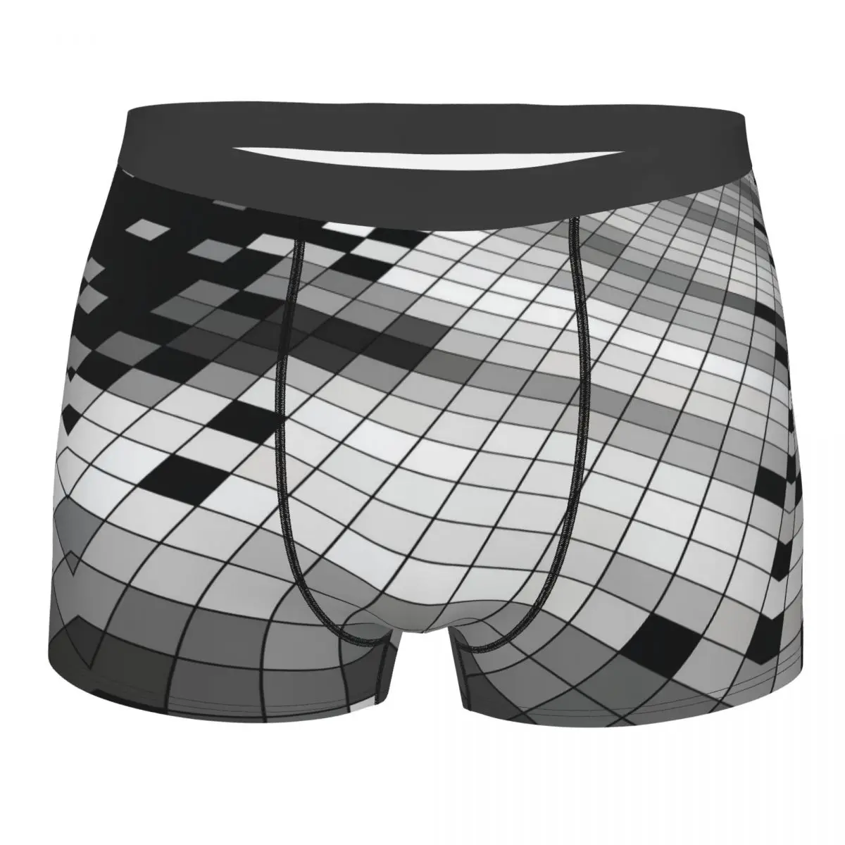 Black And White 3D Grid Men Boxer Briefs Underwear Highly Breathable Top Quality Gift Idea