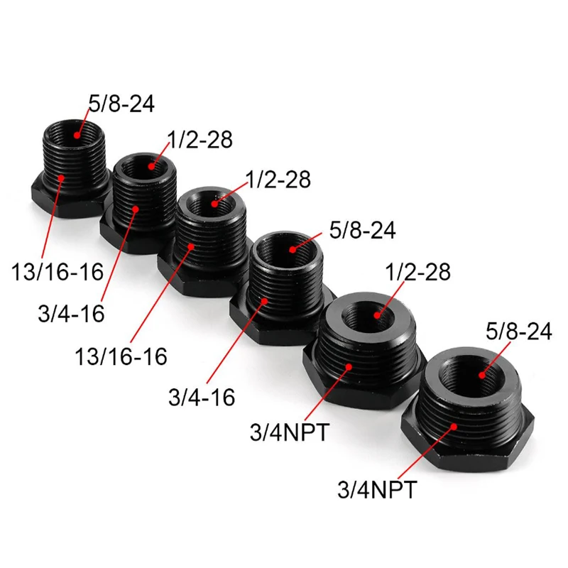 

1/2-28,5/8-24 to 3/4NPT,13/16-16,3/4-16 Automotive Threaded Aluminum Oil Filter Adapter Black