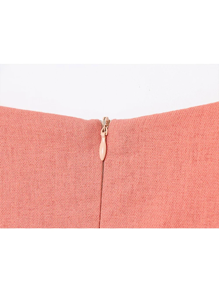 TFMLN 2025 Women A-line Dress Summer New Elegant Square Neck Sleeveless Button Midi Dresses Ladies Commute Wide Sling Dresses