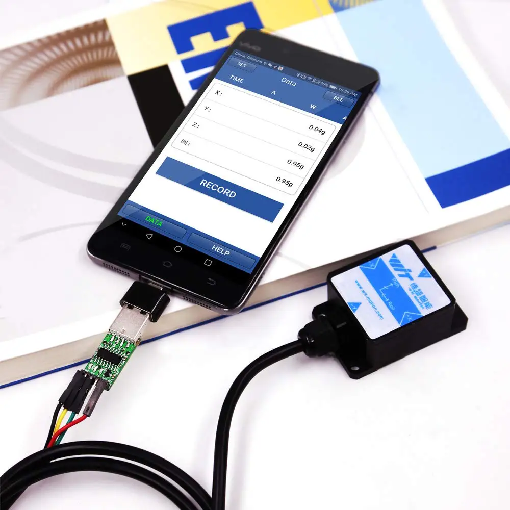 WitMotion SINDT IMU 2 Axis Sensor Digital Tilt Angle Inclinometer (Roll Pitch) IP67 Waterproof Anti-vibration on Android/PC/MCU