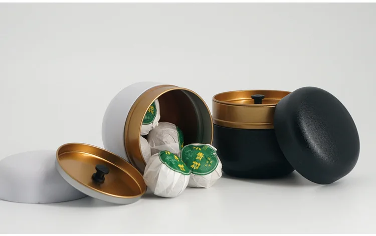 Description Picture 6 of itemTinplate Box Japanese Style Round Iron Can Metal Flower Tea Food Packaging Container Tea Caddies