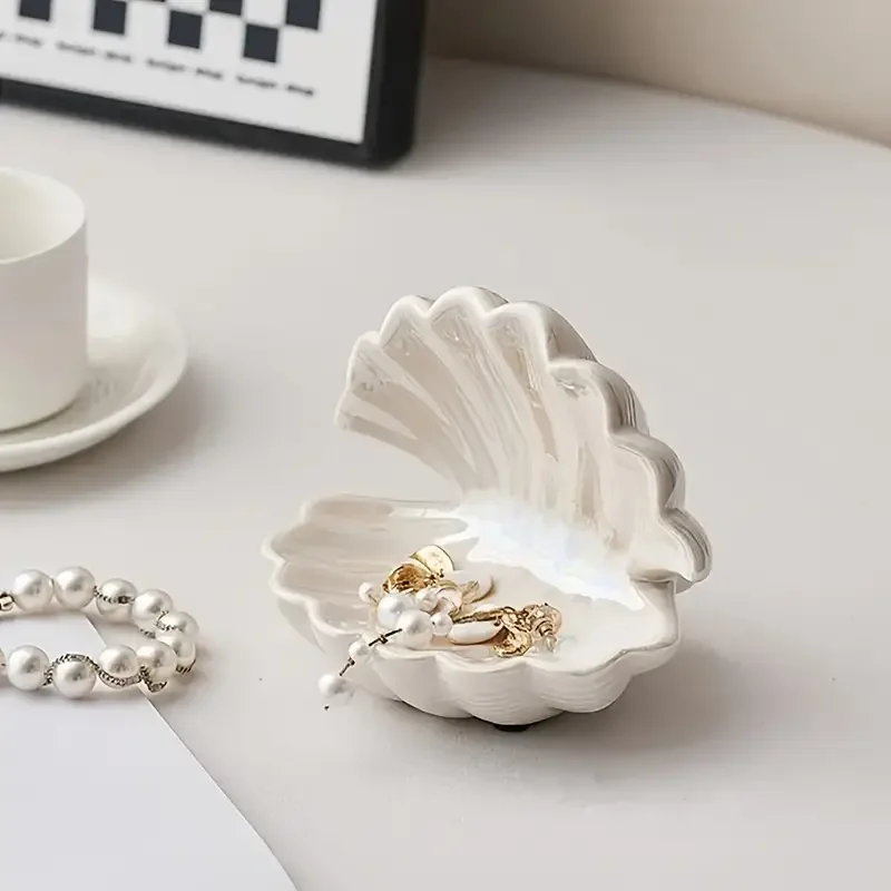 Creative Mini Ceramic Shell Jewelry Storage Tray Jewelry Necklace Display Desktop Jewelry Birthday Gift for Friends 2