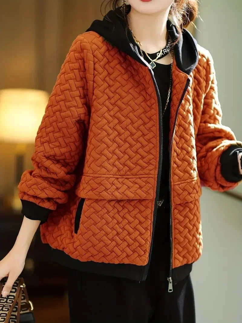 2026 Winter Jacket Thick Corduroy Short Women's Autumn New Velvet Loose Korean Hooded Of Cotton-Padded Clothes Female Shirring