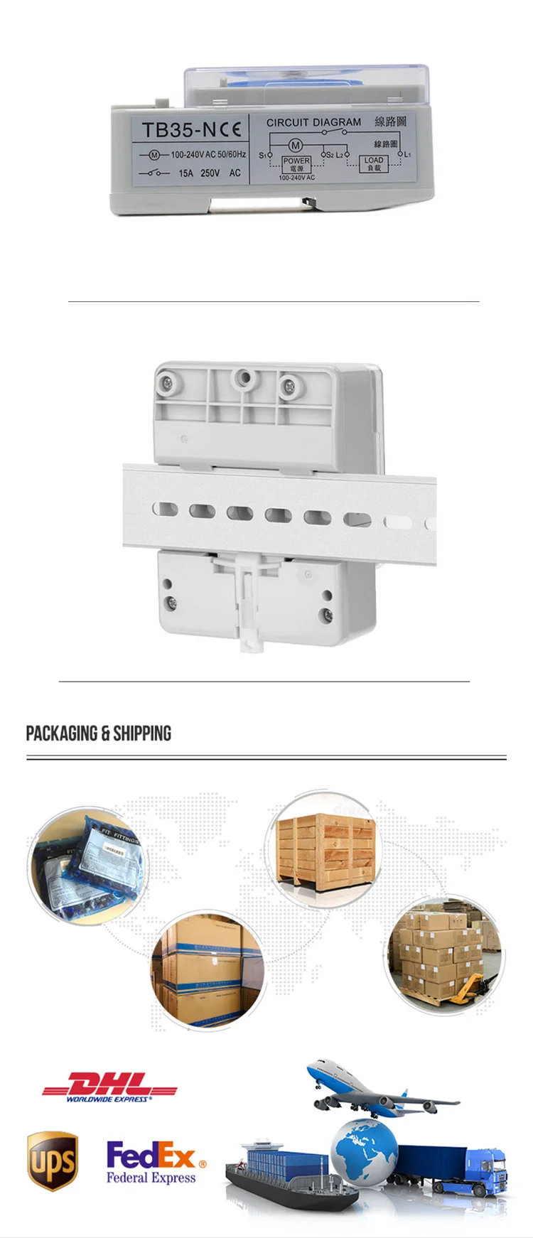 Description Picture 5 of itemElectrical Mechanical Timer Switch Analog Dial Timers 24hours 7days 15A 20A Din Rail Weekly Programmable Timer Controller