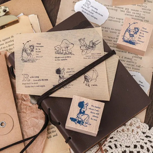 Childhood Story Wooden Stamps Toy Rubber Stamps For Scrapbooking Journals Card Making Stationery Diy Craft Decoration Stamp 4