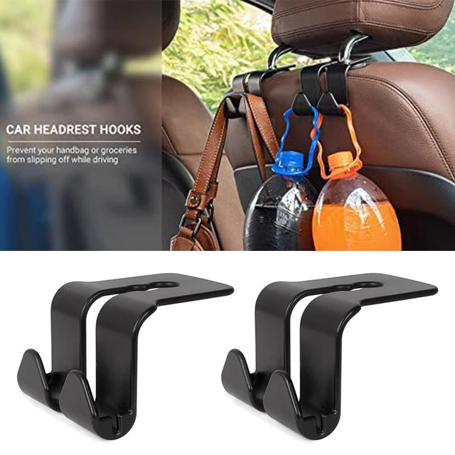 1Pcs Car Seat Back Double Hook Headrest Hanger Car Bag Pouch