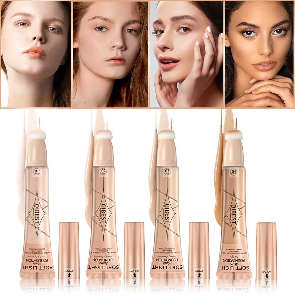 QIBEST Liquid Foundation Concealer Base Cream Waterproof Oil-control Facial Make Up Foundation Repairing Cover Dark Circles