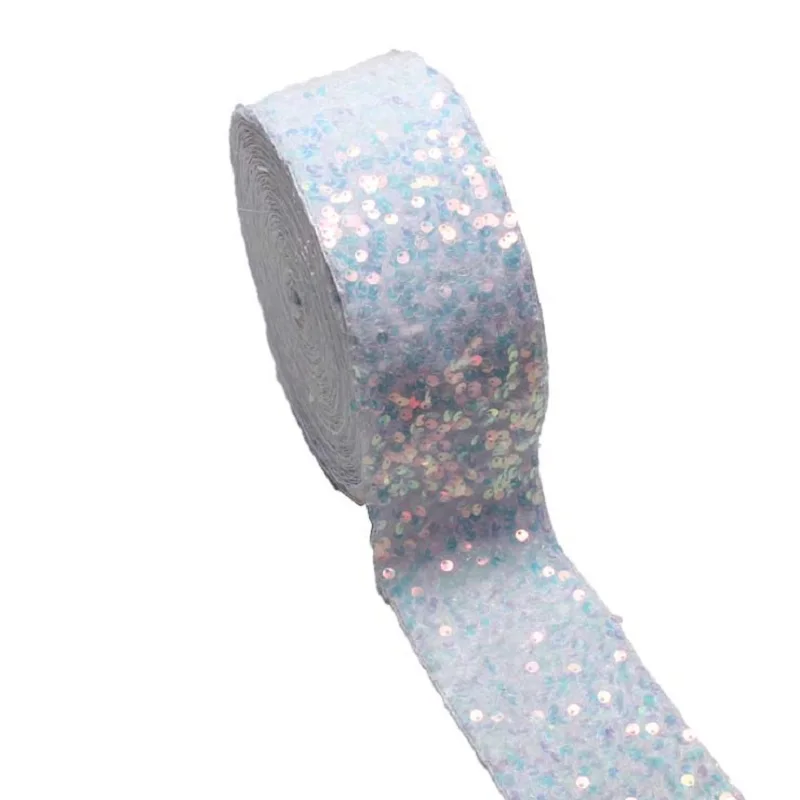 

White Velvet Sequin Ribbon 3inch 75mm for Hairbows Crafts Accessories Material 20yards/lot