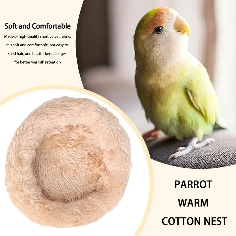Bird Cotton Nest Coconut Shell Parrot Warm Nest Mat Bird Sleeping Tool with Thickened Edge for Lovebird Budgie Parakeet Conure artificial bird nest