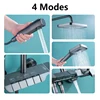 Grey Shower System Set Bathroom Digital LED Rain Showers Faucet Brass Bath Thermostat Rainfall Shower 4 Way with Bidet Taps Sets 2