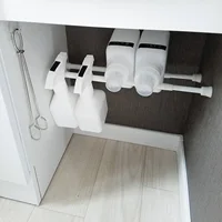 Telescopic Curtain Rod Rail Wardrobe Closet Clothes Towel Hanging Pole Bathroom Shower Clothes Hanger Towel Bar Saving Space 2