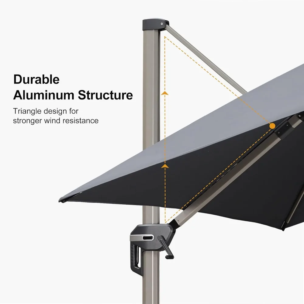 10' X 10 Patio Umbrella, Champagne Square Cantilever Umbrella for Outdoor Patio,Adjustable Offset Hanging Umbrella with Aluminum