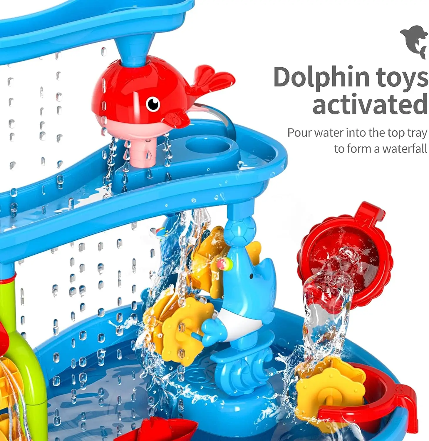 Kids Sand and Water Table Toy 3-layer Outdoor Beach Toy Water and Sand Game Table Suitable for Kid Aged 3-5 Years Old for Play 3