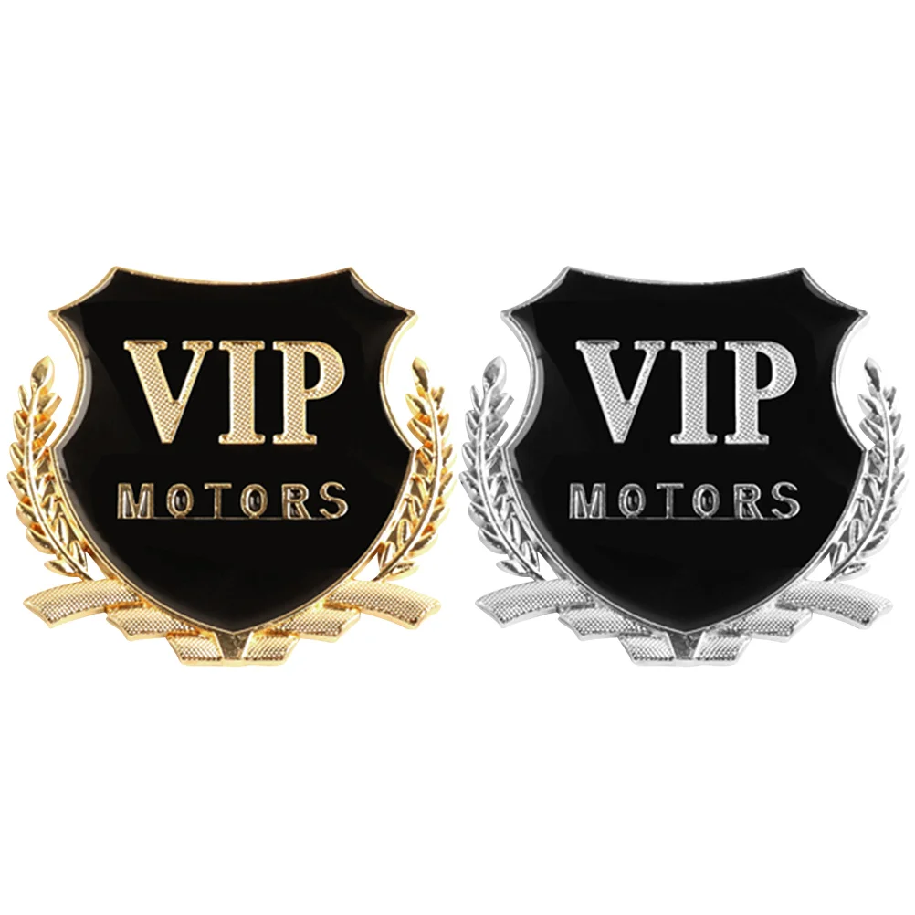 

2 Pcs Metal Vip Side Label Christmas Party Bike Stickers Car Window Logo Decal