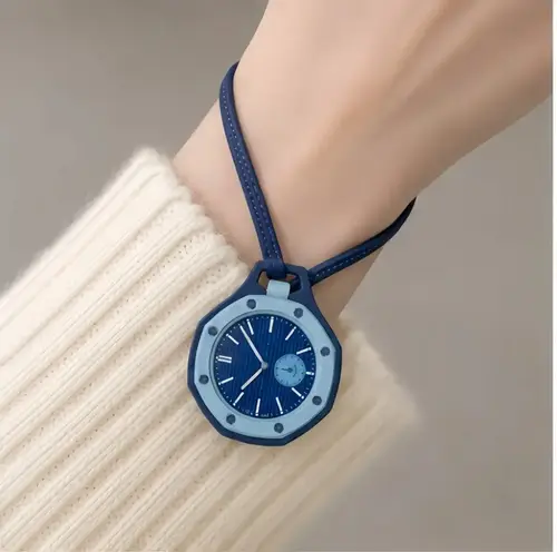 New Pocket Watch Pendant Men's and Women's Colored Candy Octagonal Quartz Movement Leather Lanyard Casual Fashion Style Gift - Image 4