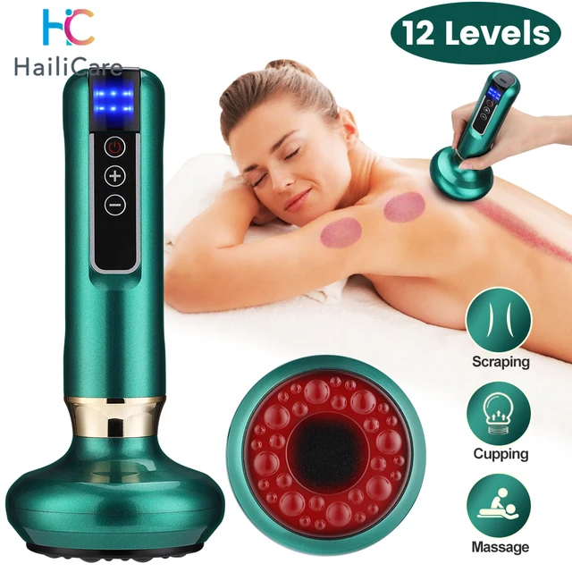 Electric Cupping Massager 12 Gear Suction and Heating Guasha Scraping EMS Body Massager Vacuum Suction Fat Burner Slimming 1