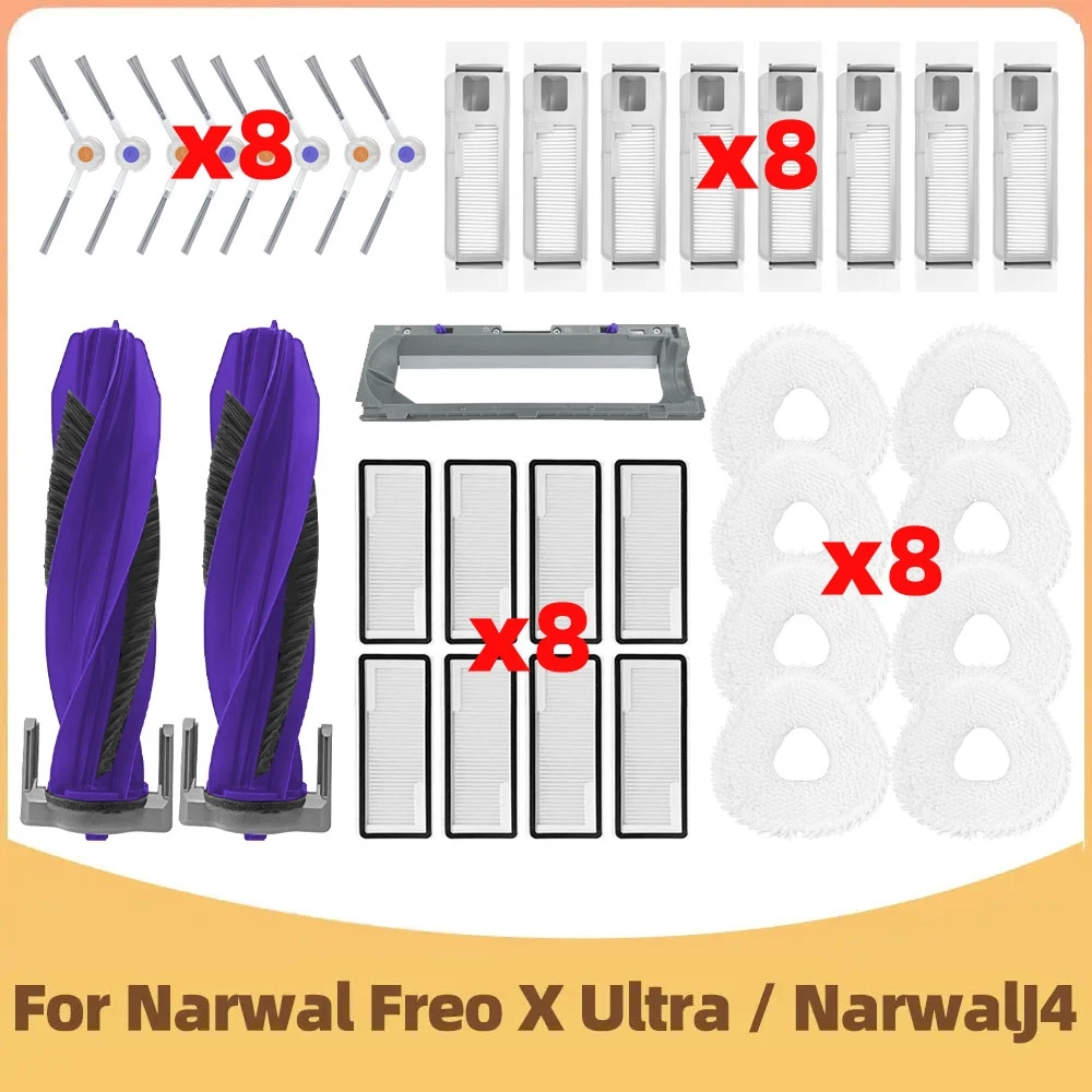 

Fit For Narwal Freo X Ultra / Narwal J4 / J4 Lite Robot Vacuum Cleaner Parts Main Side Brush Brush Cover HEPA Filter Mop