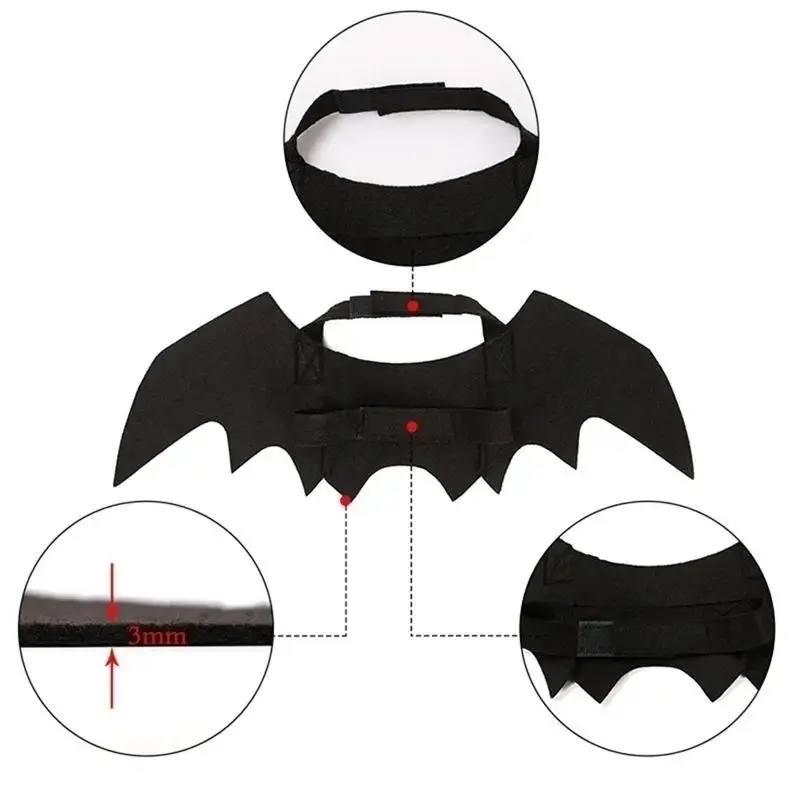 Halloween Cute Pet Clothes Black Bat Wings Harness Costume For Halloween Cosplay Cat Dog Halloween Party For Pet Supplies
