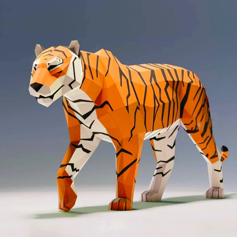 136cm Big Tiger Paper Model Home Decor Corridor Ornament Porch Decoration Papercraft 3D DIY Hand Made Toys Low Poly Sculpture