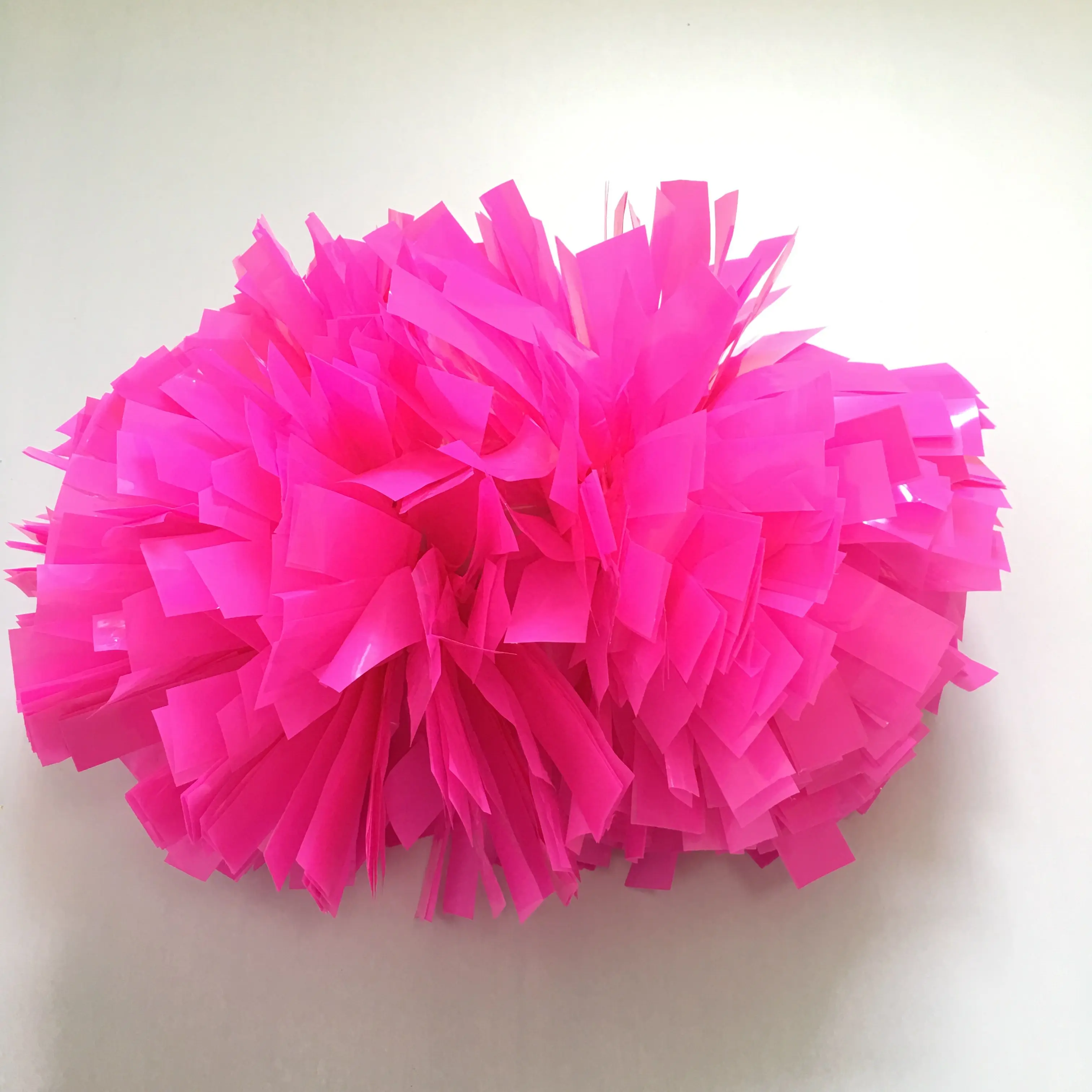 6 Inch Wet Look Plastic Neon pink Cheerleader Pom Poms
