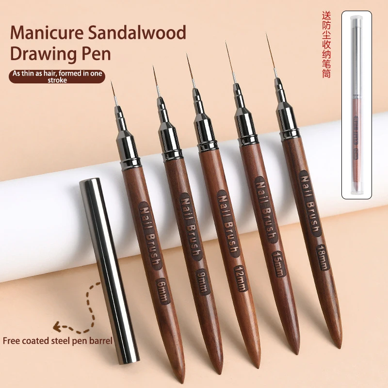 Sandalwood Extremely Fine Nail Design Line Pen Nail Construction Painting Brush Uv Gel Extension Drawing Carving Pen Diy 2