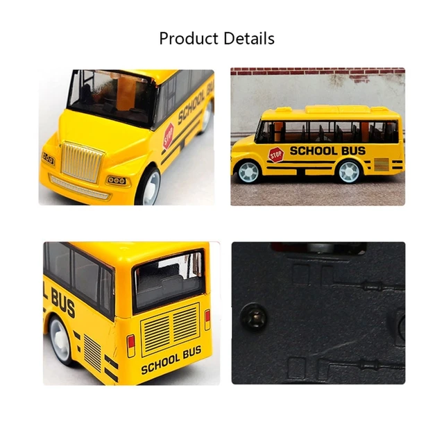 1PC Kids Baby Diecast School Bus Toys Yellow Pull-Back Bus Vehicle Models for Boys Birthday Gifts Children Mini Car Toys 4
