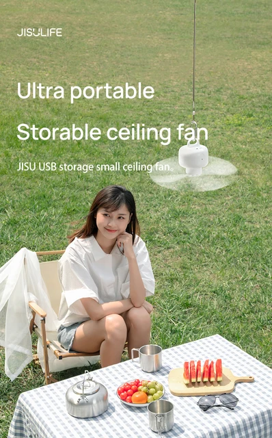 JISULIFE Ceiling Fan USB Rechargeable Portable Household Electric Hanging  Fans with Remote Control - AliExpress