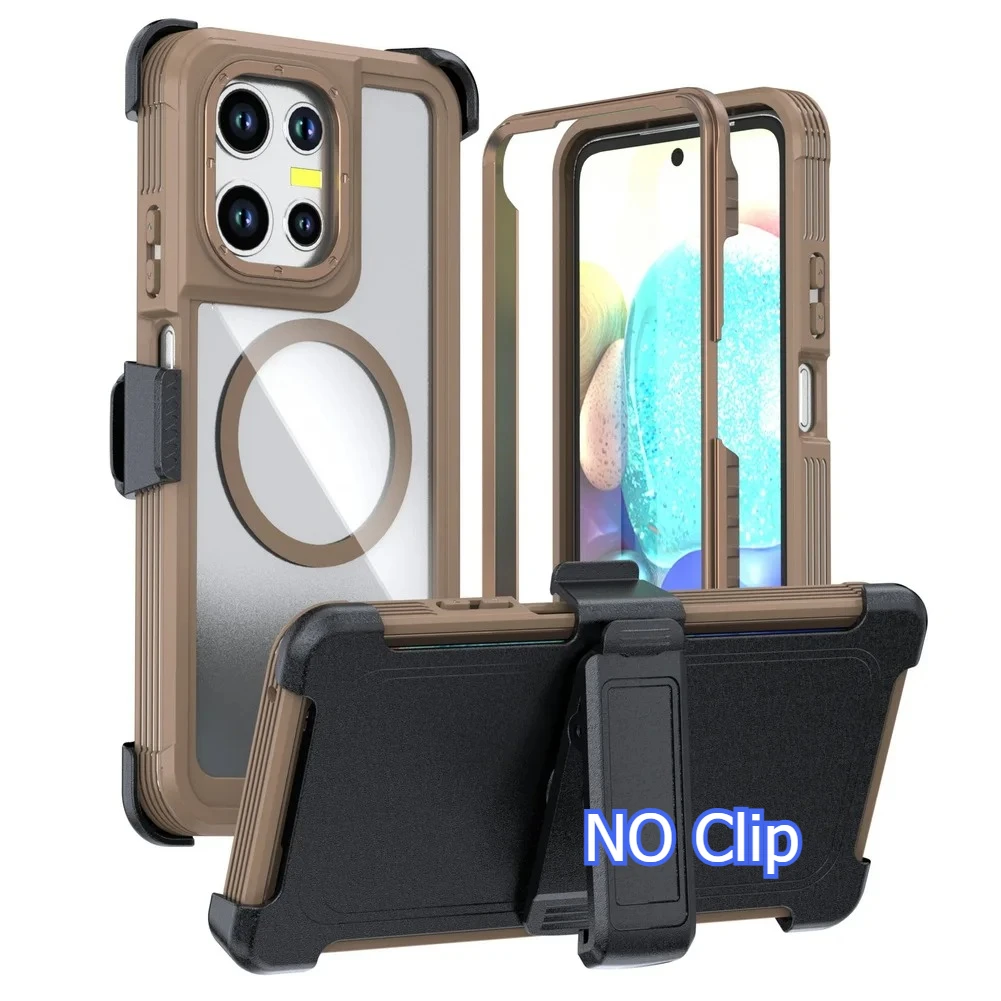 Heavy Duty 3-in-1 Magnetic Case with Anti-Shock Kickstand and Belt Clip Cover