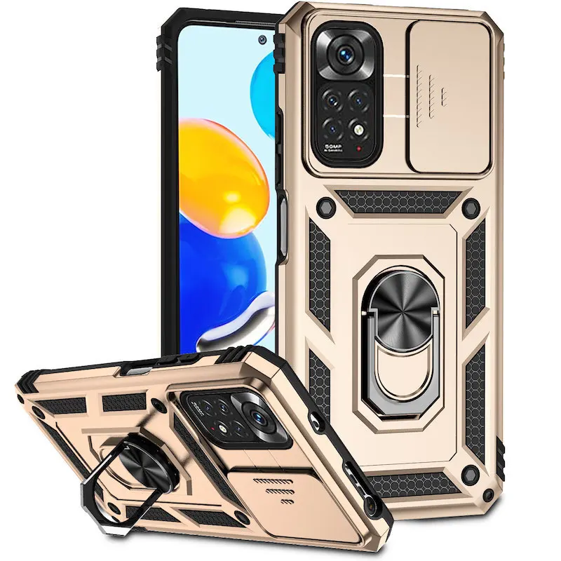 Armor Ring Bracket Push Phone Fodral för Xiaomi Redmi Note 11 10 9 8 Pro Ma 9S Prime Poco X3 NFC X4 M4 4G 5G Skal för Mi_voghion.com