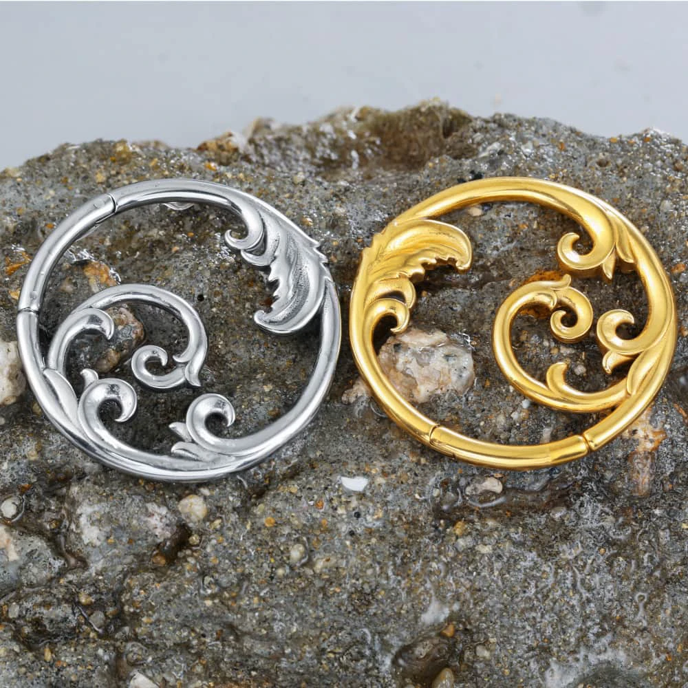 Giga 1/2 Stück 4MM Edelstahl Meereswellen-Ohrhänger Gewichtsmessgeräte Verschluss-Ohrringe Piercing Körperschmuck Expander Stylisch – Detail 3