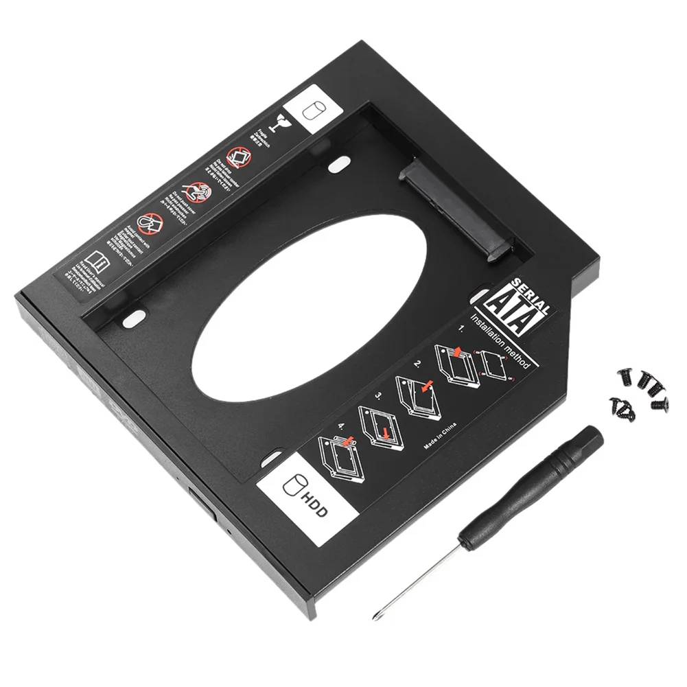 범용 SATA 3.0 제 2 HDD SSD 하드 드라이브 캐디, 노트북 CD DVD-ROM Optibay용 알루미늄 및 플라스틱, 9.5mm, 12.7mm