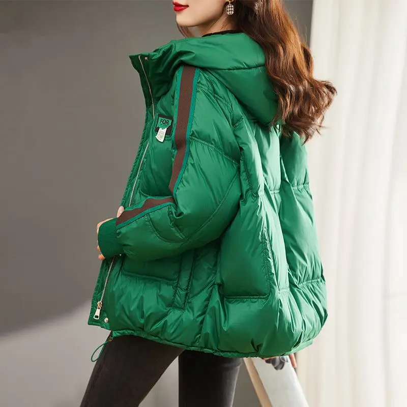 2023 New Women Down Cotton Coat Winter Jacket Female Short Parkas Loose Large Size Thick Warm Outwear Hooded Versatile Overcoat