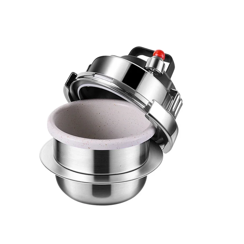 Stainless Steel Pressure Cooker Mini Pressure Pot Portable Quick Cooking Pot For Induction Ceramic Stove Gas Heating 1.6L