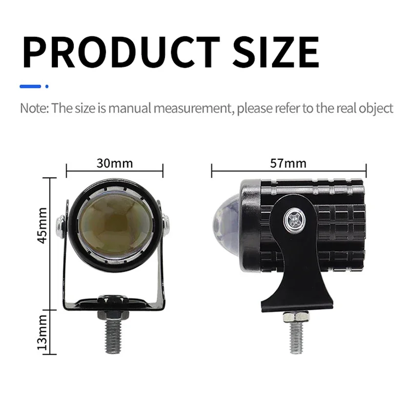 Motorcycle LED Headlight Mini Driving Light Universal Dual Color Spotlights Motorbike Truck Trailer Off-road MOTO Accessories