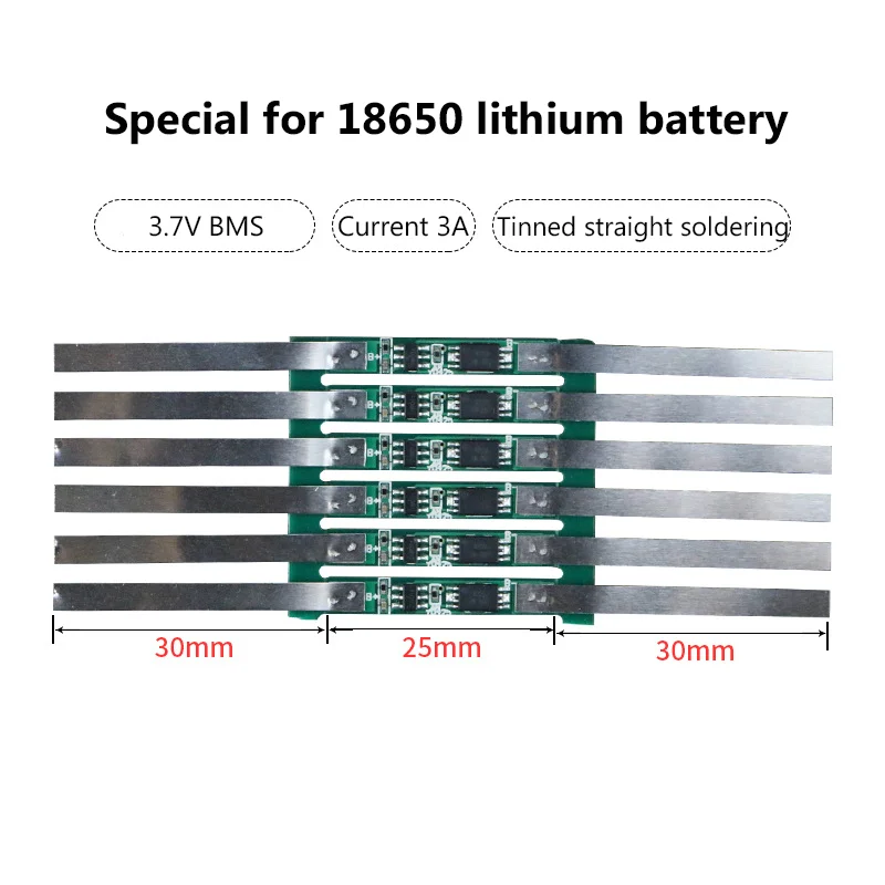 3.7V 1S BMS 3A 18650 lithium battery protection board overcurrent plus nickel with battery accessories