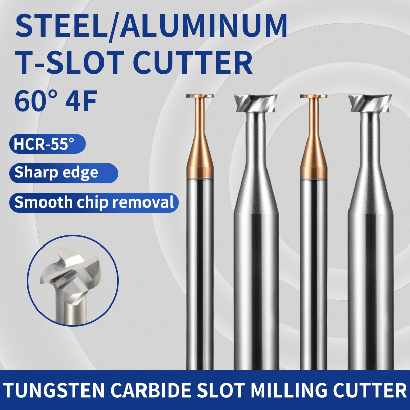

T-Slot Milling Cutter 60 Degree 4-Blade Carbide Tungsten Steel Industrial Grade Processing Tool CNC Machining Centre