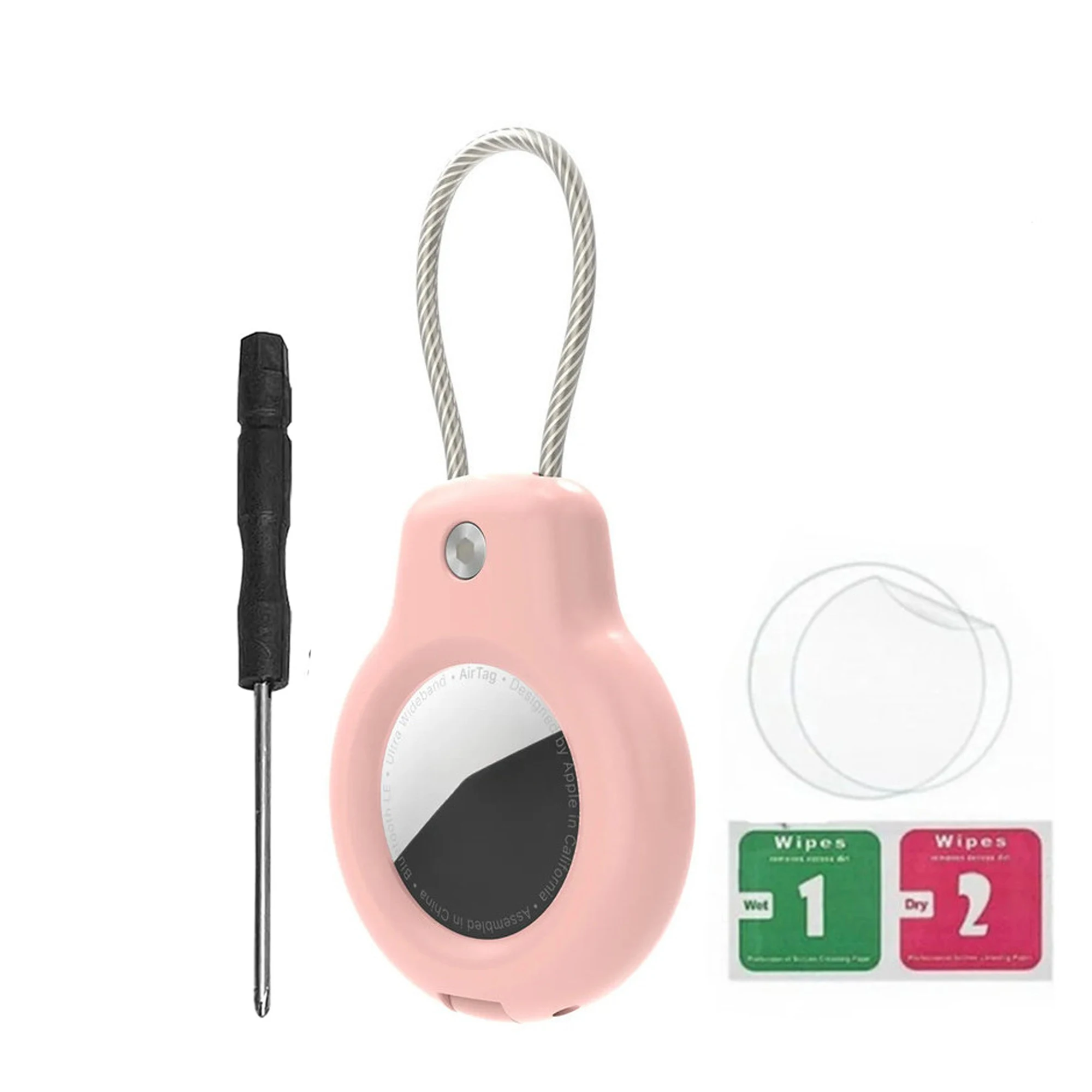 Enhanced AirTag Holder - Secure Wire Cable Keychain with Protective Case for Luggage, Keys, Backpacks, Pets