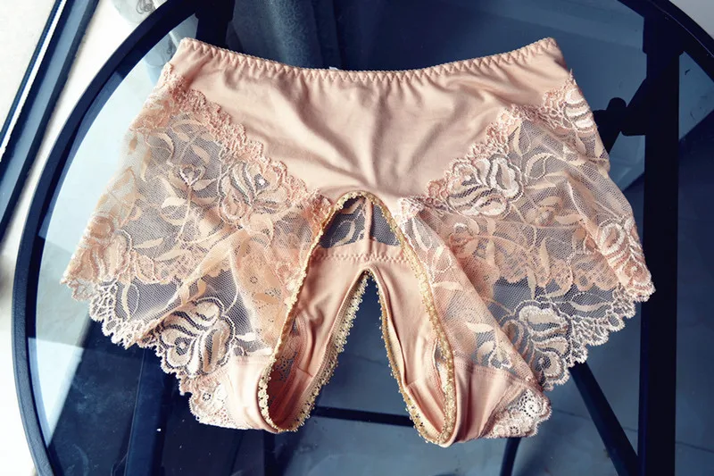 Mens panties sexy Open crotch lace gay cuecas tanga Stretch underwear Gay briefs thong Sissy exotic crotchless panties