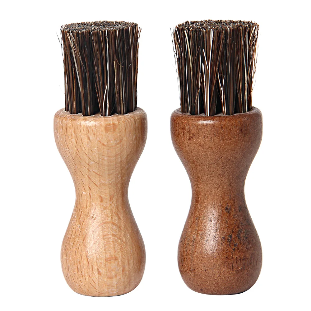 Horse Hair Oiling Brush Portable Soft Fur Leather Shoe Care Wooden Handle Brush Dust Removal Polishing Multifunction Shoe
