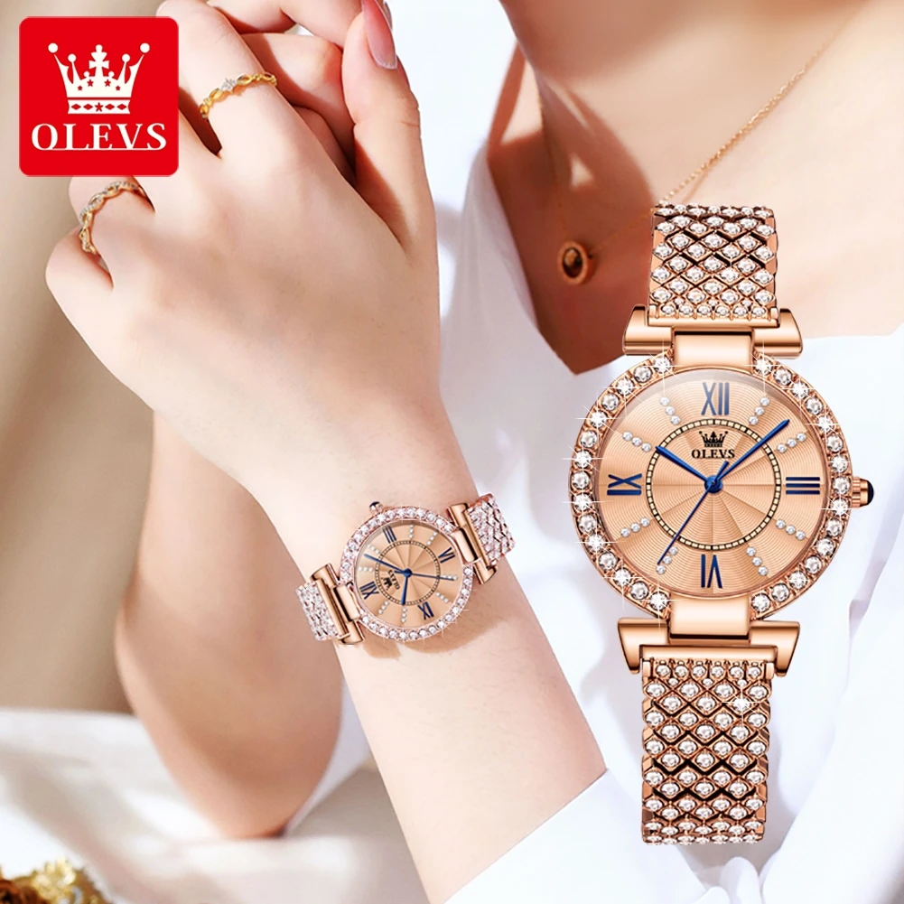 OLEVS Luxury Ladies Watch Women Waterproof Rose Gold Steel Strap Women Wrist Watches Top Brand Bracelet Clocks Relogio Feminino