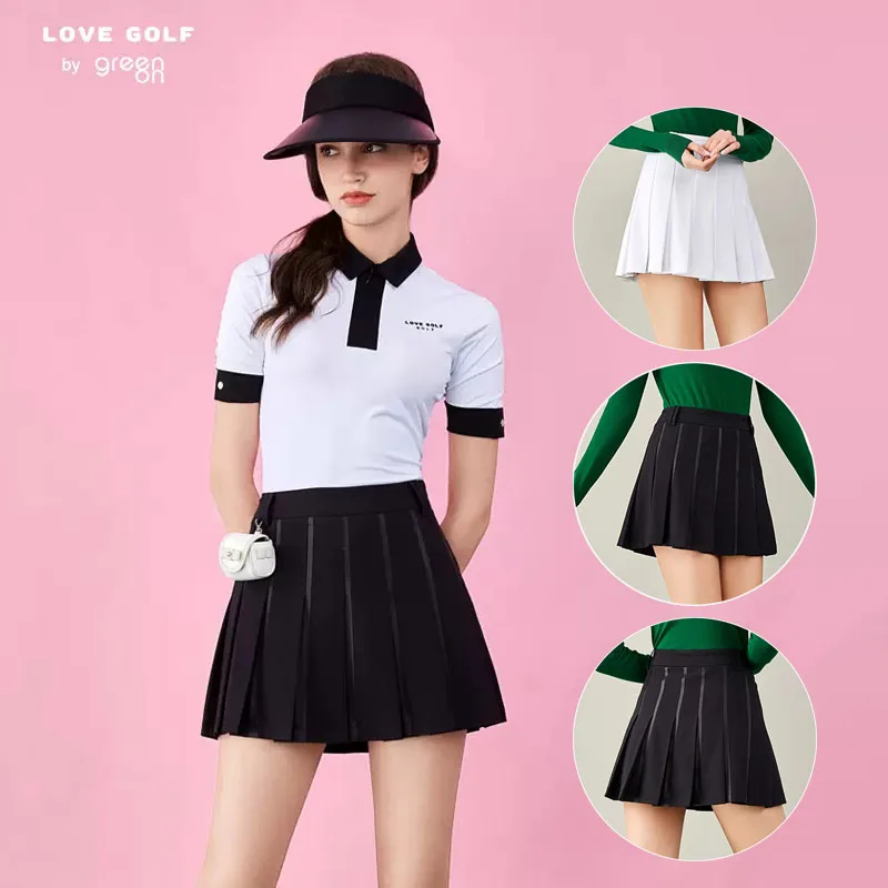 

Love Golf Slim Sports Skort Women Summer Anti-empty Golf A-lined Skirt Ladies High Waist Tennis Pleated Skirt with Inner Shorts