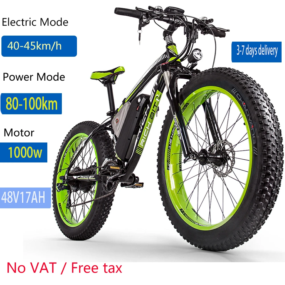 Richbit Rt 022 1000ワット雪バイク21スピード電動自転車26インチ4 0ファットタイヤ電動自転車48v 17ahリチウム電池電動マウンテンバイク Electric Bicycle Aliexpress