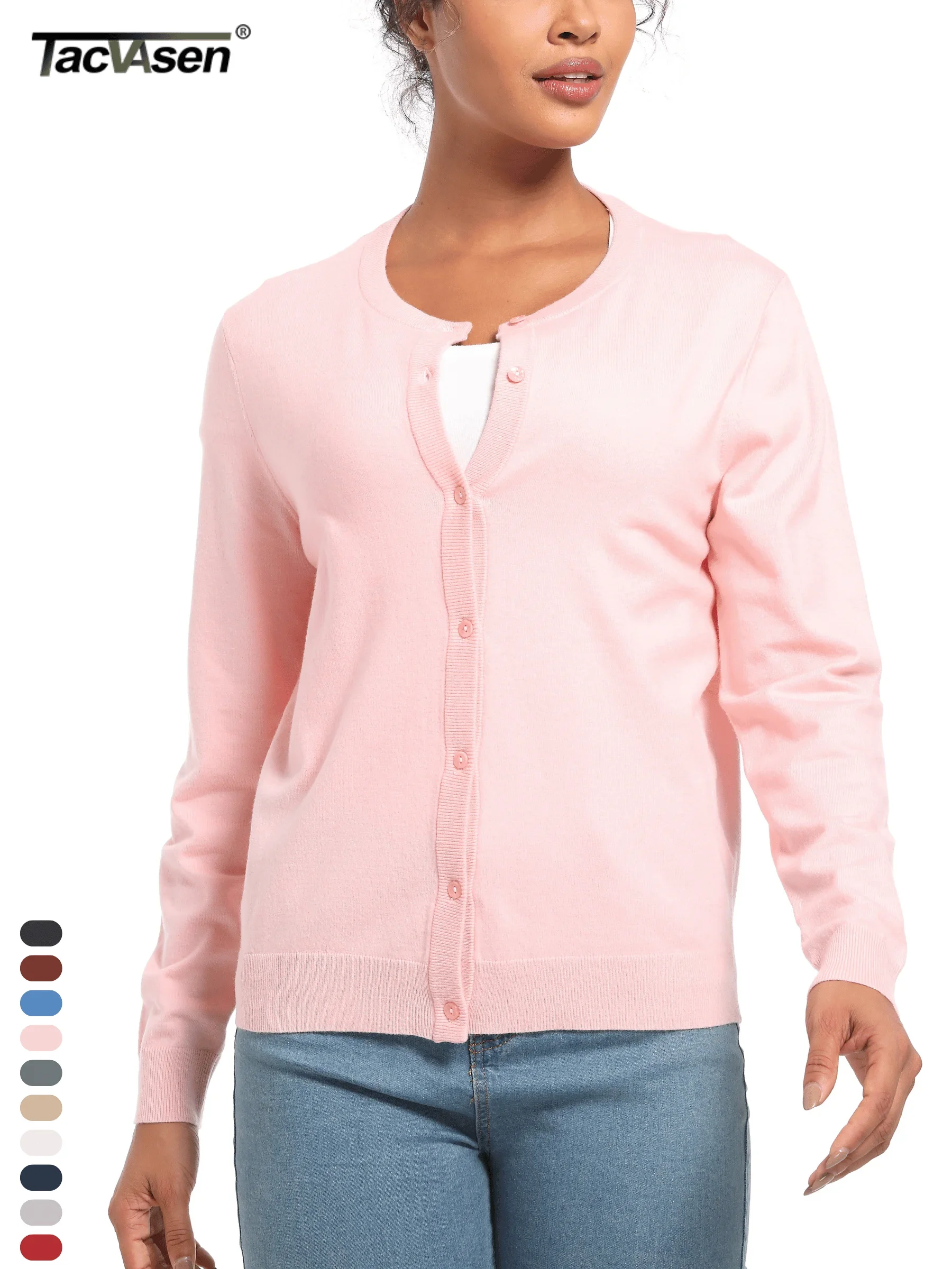 Women Curve Peach Front Button Cardigan