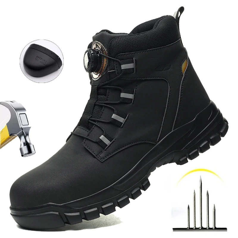 Waterproof Safety Boots Men Indestructible Steel Toe Work Anti-smash...