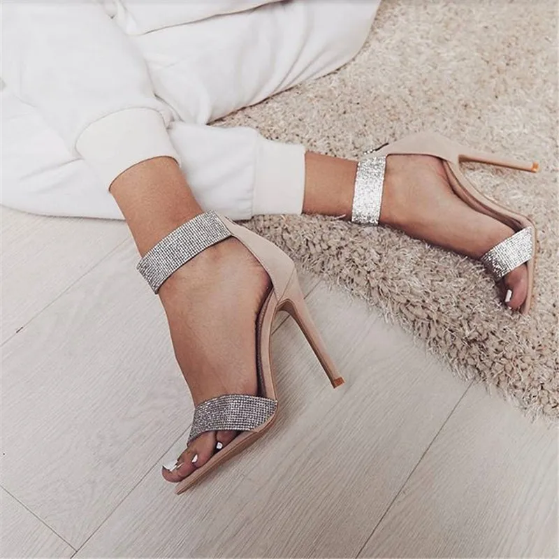 

2022 Summer Women Fashion Dancing High Heels Wedding Shoes Sexy Pump Female Cover Heel Party T-stage Transparent Crystal Sandals