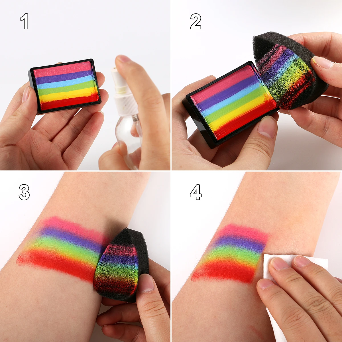 Bowitzki 30g Rainbow Split Cake Face Paint Body Paint Art Halloween Festival Celebration Water Based Noxic Facial Paint Makeup 3