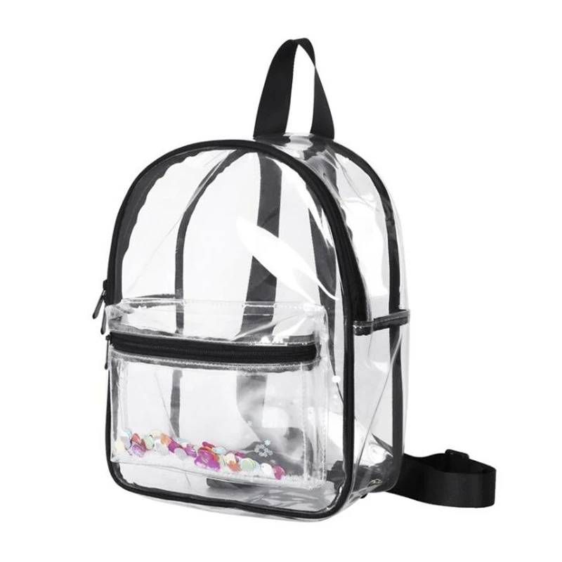 Women Backpack Transparent Waterproof PVC Bag Female Fashion College Students Transparent Sequin Bag Femme Backpacks